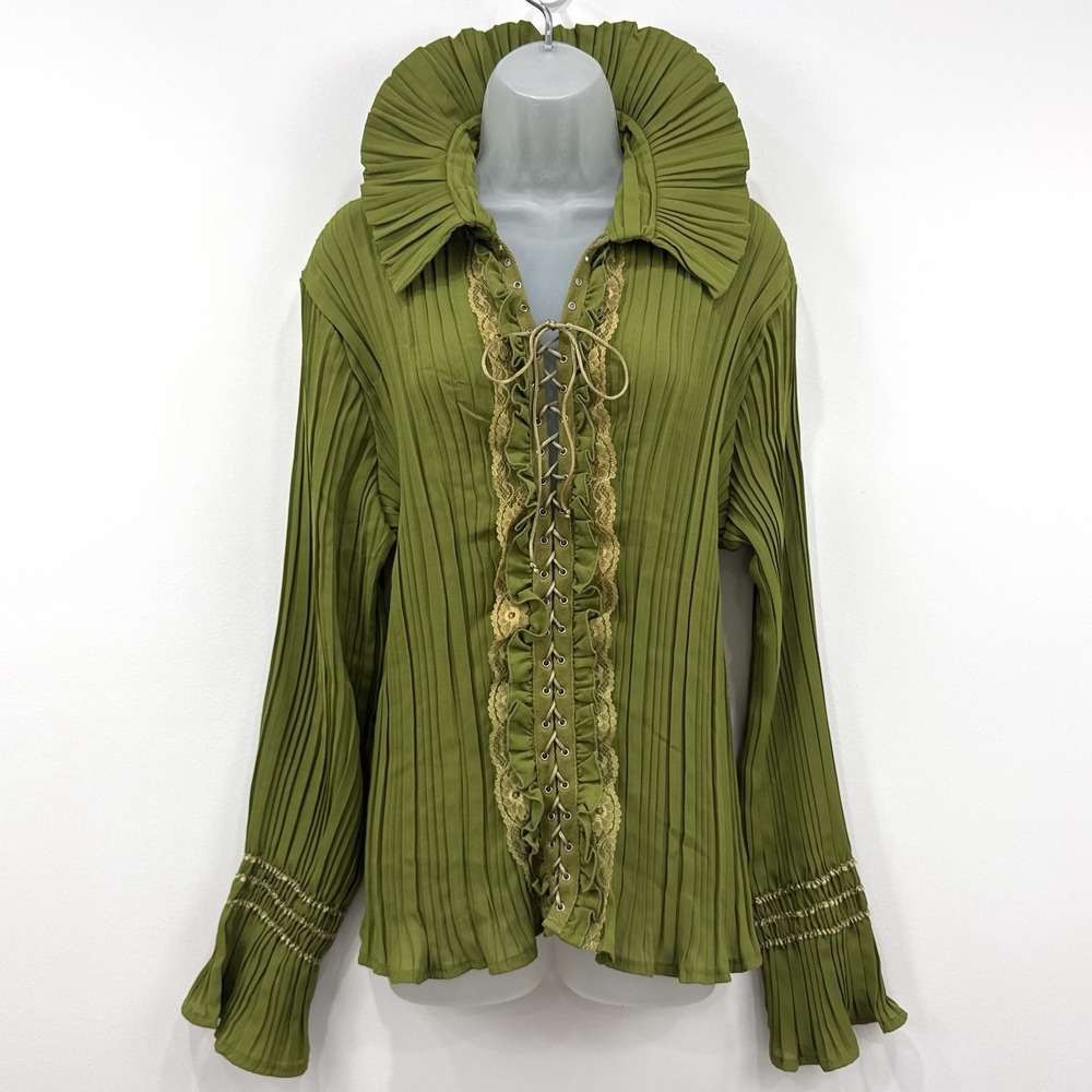 VTG Dress-U-II By Sharon Top 1X Green Renaissance Victorian Forest Fairy Corset